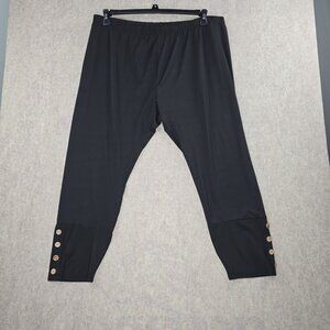 Black Unbranded Womens Button-Detail Trousers 5XL Relaxed Fit Polyester Plain